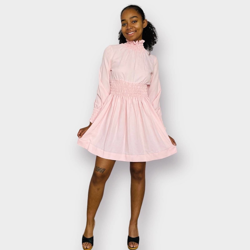60s R. A. R. Pink Smocked Waist‎ Dress